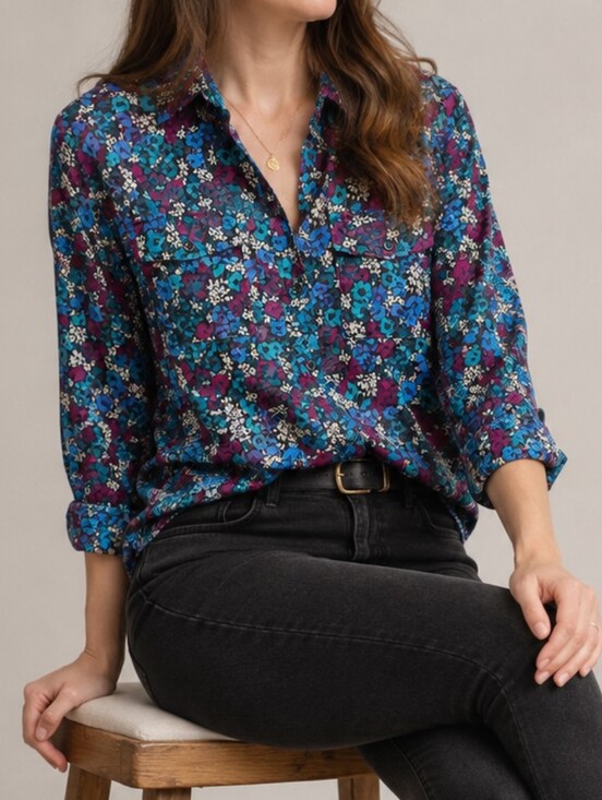 Jones New York Tops - Floral Button-Up Blouse | Size Medium